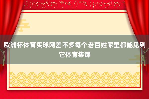 欧洲杯体育买球网差不多每个老百姓家里都能见到它体育集锦
